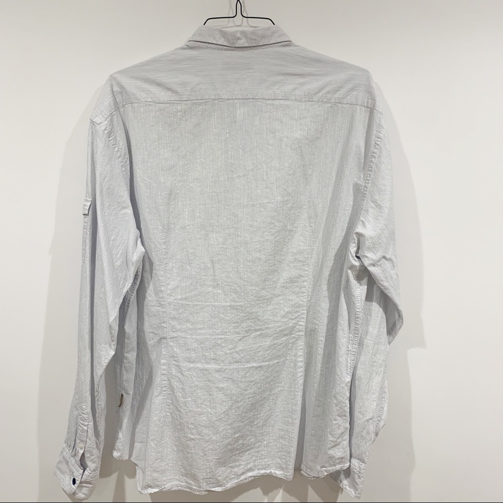 Ted Baker Sz 6 XXL White Blue striped button down - Picture 5 of 5